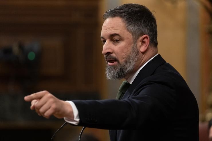 O líder de VOX, Santiago Abascal, intervén durante un pleno no Congreso dos Deputados, a 20 de decembro de 2023, en Madrid (España).. Eduardo Parra - Europa Press / Europa Press