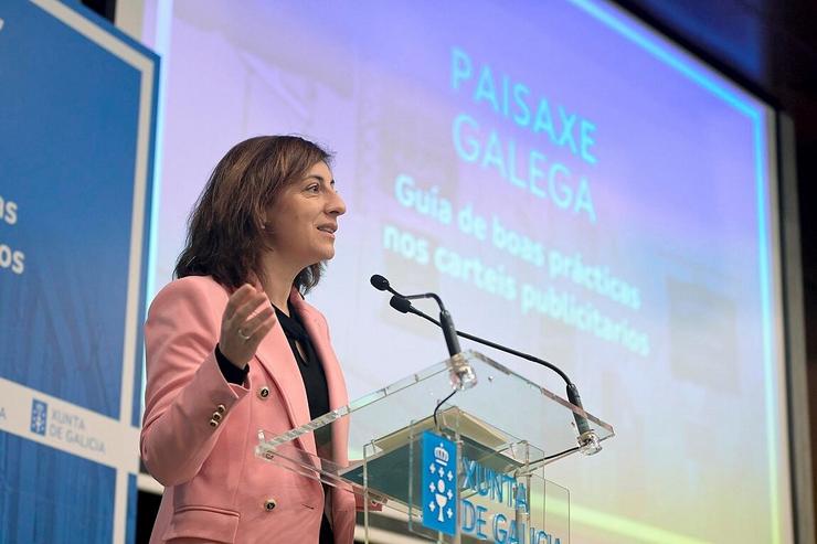 A conselleira de Medio Ambiente,  Ángeles Vázquez, presenta a primeira guía de boas prácticas nos carteis publicitarios de Galicia 