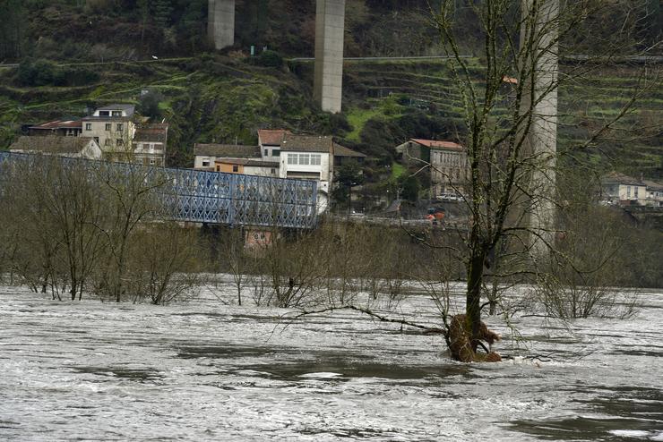 O río Miño ao seu paso por Os Peares, a 20 de xaneiro de 2023, en Vos Peares, A Peroxa, Ourense, Galicia (España). Rosa Veiga - Europa Press