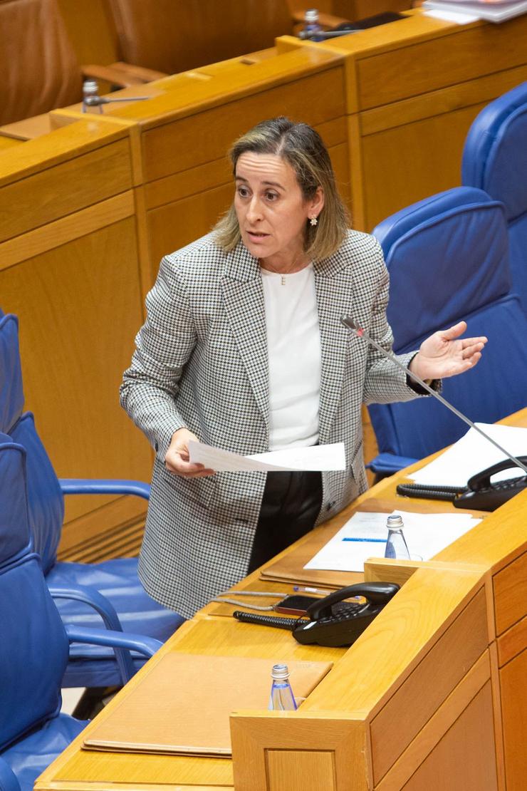 A conselleira de Infraestruturas e Mobilidade, Ethel Vázquez, intervén nun pleno do Parlamento de Galicia.. Xunta de Galicia / Europa Press
