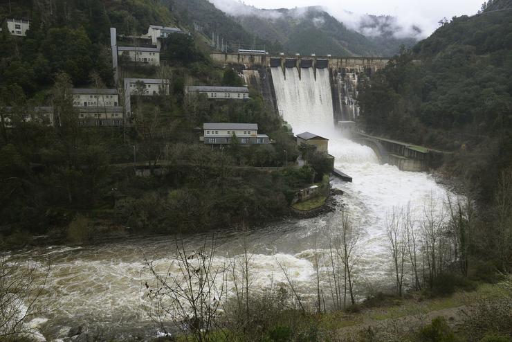 Estado da presa de Vos Peares, a 20 de xaneiro de 2023, en Vos Peares, A Peroxa, Ourense, Galicia.. Rosa Veiga - Europa Press 