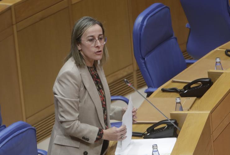 A conselleira de Infraestruturas e Mobilidade, Ethel Vázquez, no pleno do Parlamento de Galicia. XUNTA 