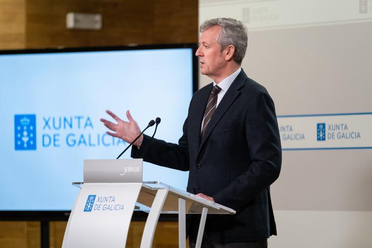 O presidente da Xunta, Alfonso Rueda, na comparecencia posterior ao Consello da Xunta / Xunta de Galicia