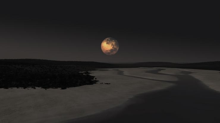 O entorno da ría do Burgo hai máis de 2000 anos nunha noite con superlúa de sangue nunha recreación do proxecto libro A Coruña Eterna do proxecto Estación Visual A Coruña