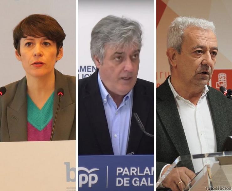 Ana Pontón (BNG), Pedro Puy (PP) e Luís Álvarez (PSdeG) 