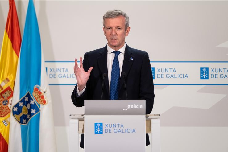 Rueda, na comparecencia posterior á reunión semanal do seu Executivo.. Xunta de Galicia / Europa Press