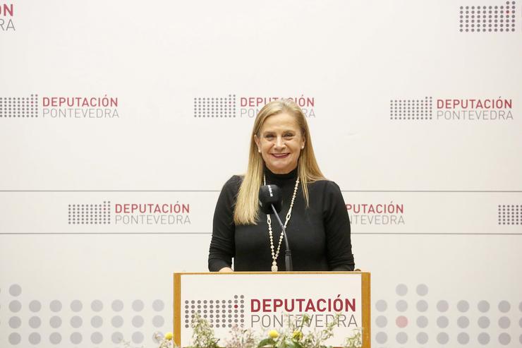 A presidenta da Deputación de Pontevedra, Carmela Silva, en rolda de prensa. RAFA ESTEVEZ 