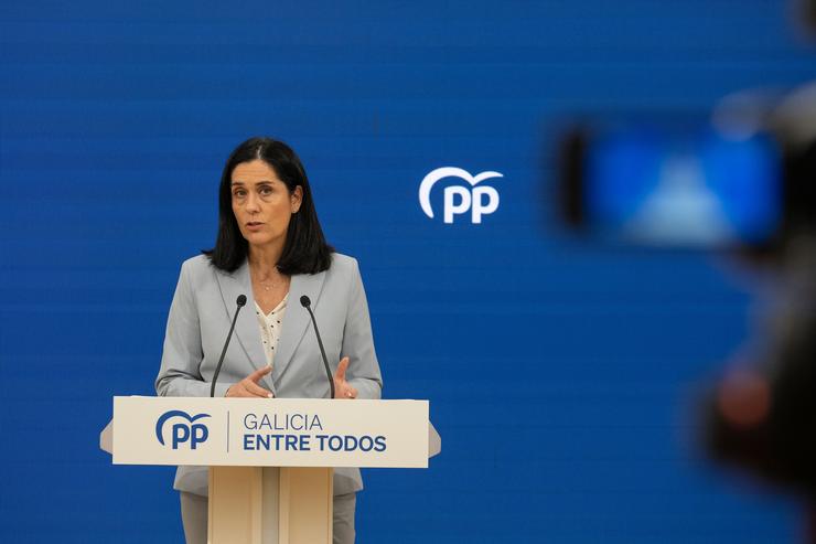 A secretaria xeral do PPdeG, Paula Prado, en rolda de prensa 
