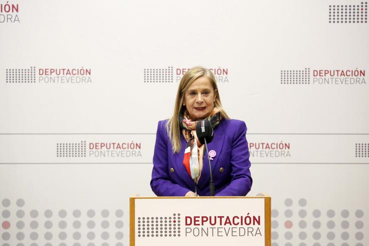 A presidenta da Deputación de Pontevedra, Carmela Silva, en rolda de prensa este venres. RAFA ESTEVEZ/DEPUTACIÓN DE PONTEVEDRA / Europa Press
