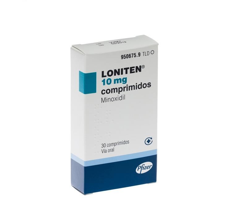 Arquivo - O medicamento contra a hipertensión grave 'Loniten 10 mg comprimidos, 30 comprimidos', da compañía Pfizer.. AEMPS - Arquivo 