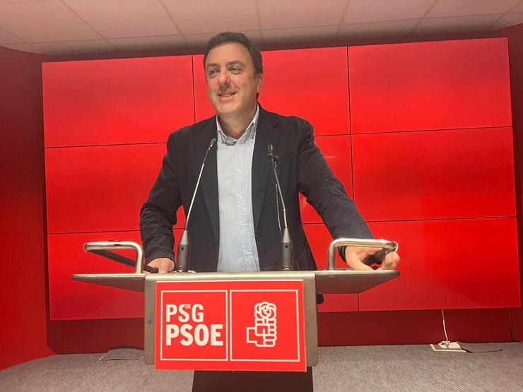 O secretario xeral do PSdeG, Valentín González Formoso, en rolda de prensa este xoves