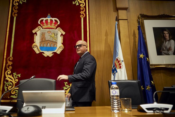 O presidente da Deputación de Ourense e presidente do PP de Ourense, Manuel Baltar, á súa chegada a un pleno ordinario da Deputación de Ourense, a 28 de abril, en Ourense, Galicia (España). A Deputación de Ourense celebra hoxe o pleno ordinario de. Agostime - Europa Press / Europa Press