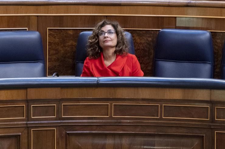 A ministra de Facenda, María Jesús Montero, durante unha sesión plenaria, no Congreso dos Deputados. Alberto Ortega - Europa Press