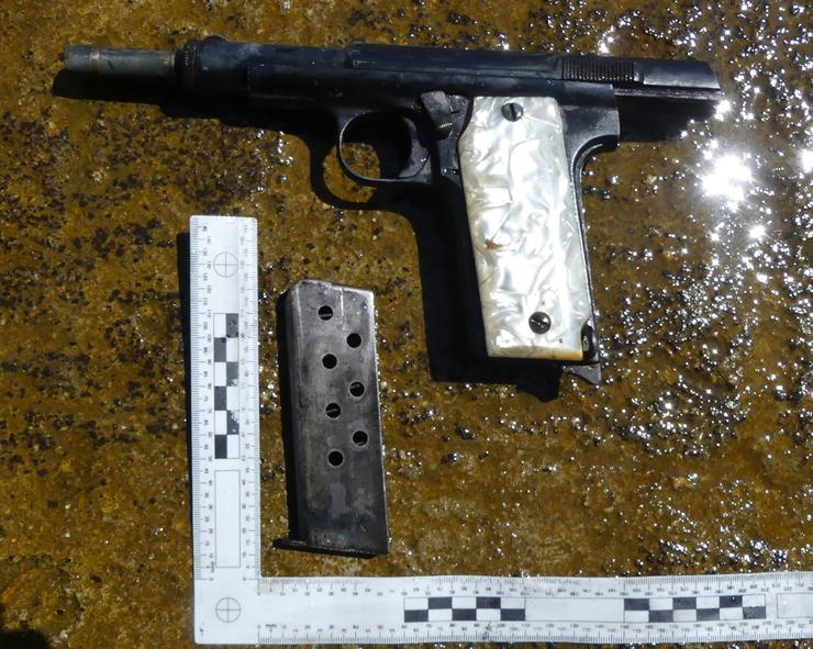 Pistola supostamente empregada polos agresores dun home de 27 anos en Ribeira (A Coruña). POLICÍA NACIONAL / Europa Press
