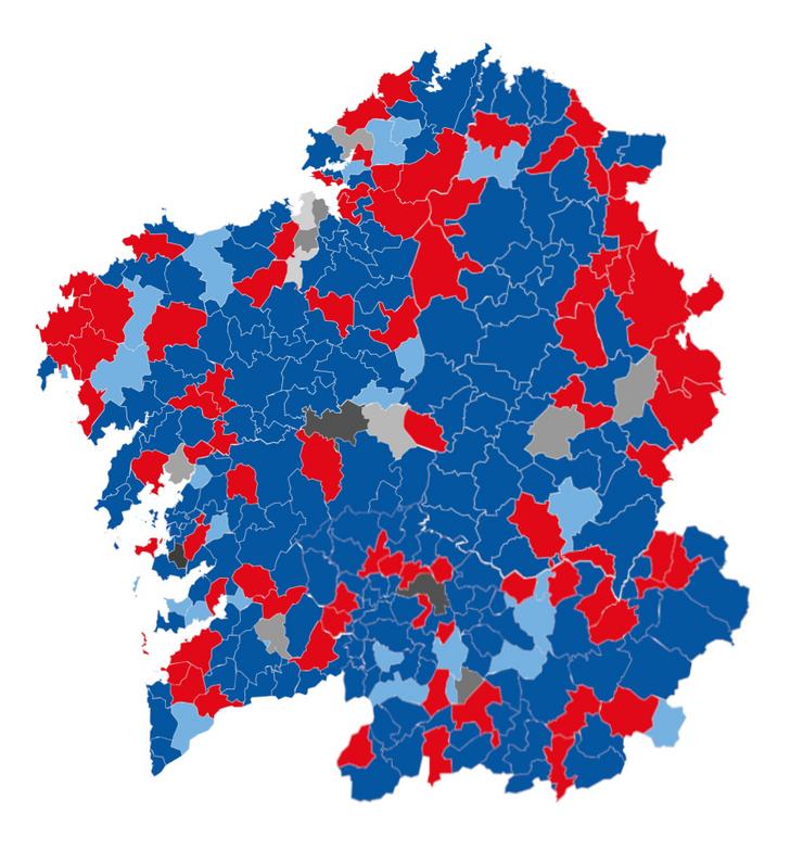 Mapa de partidos nas eleccións municipais 28M de 2023