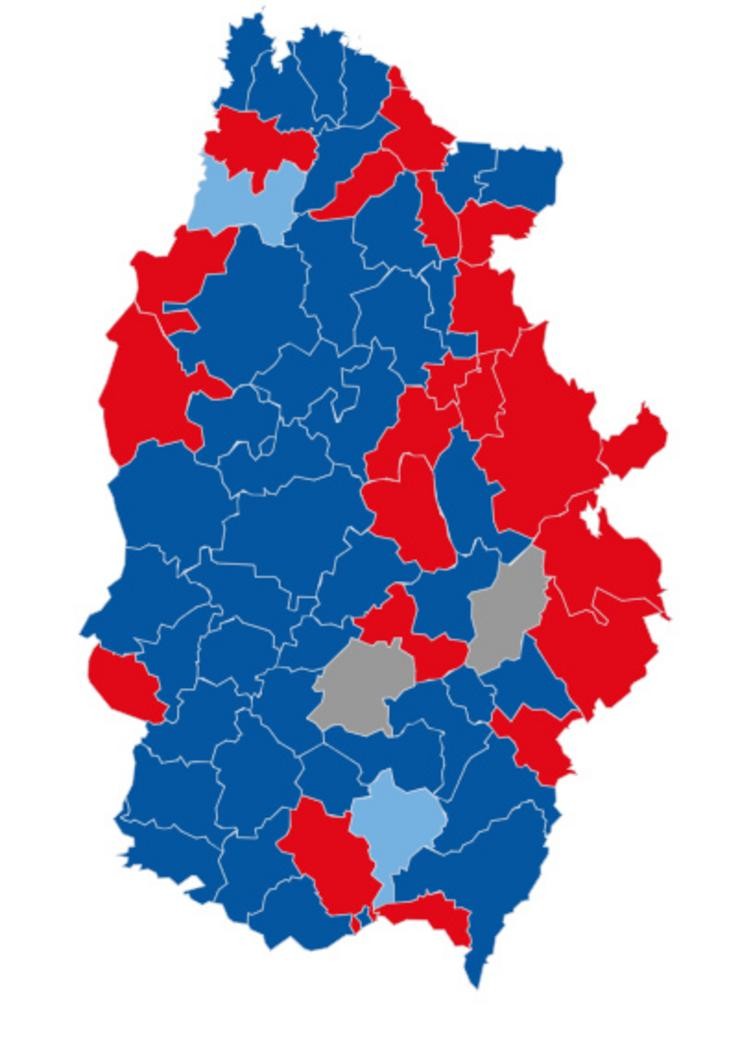 Mapa de partidos na provincia de Lugo nas eleccións municipais 28M de 2023