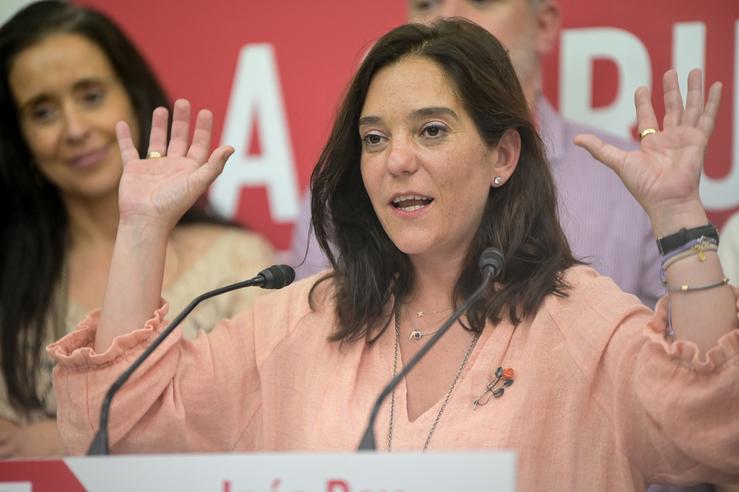 A alcaldesa en funcións da Coruña, Inés Rey, tras coñecerse o resultado das eleccións municipais /  EP