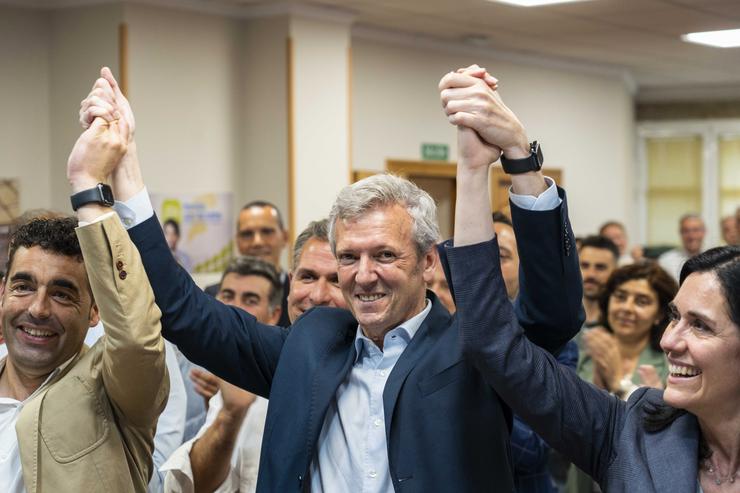 Alfonso Rueda, Luís López e Paula Prado na xunta directiva provincial do PP de Pontevedra. PP DE PONTEVEDRA / Europa Press