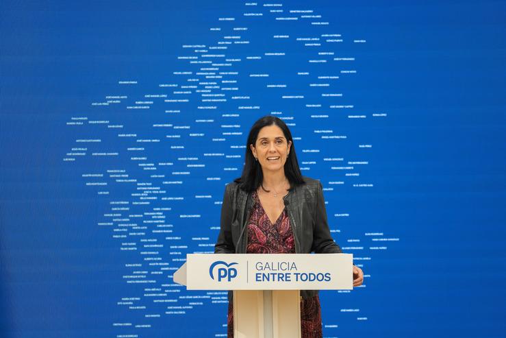 A secretaria xeral do PPdeG, Paula Prado, en rolda de prensa.. PP DE GALICIA 