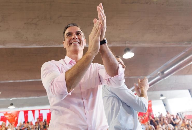 O secretario xeral do PSOE e presidente do Goberno, Pedro Sánchez, nun acto de campaña / Eduardo Parra