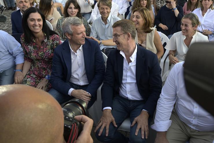 Feijóo e Rueda no acto de peche de campaña na Coruña.. M. Dylan - Europa Press 