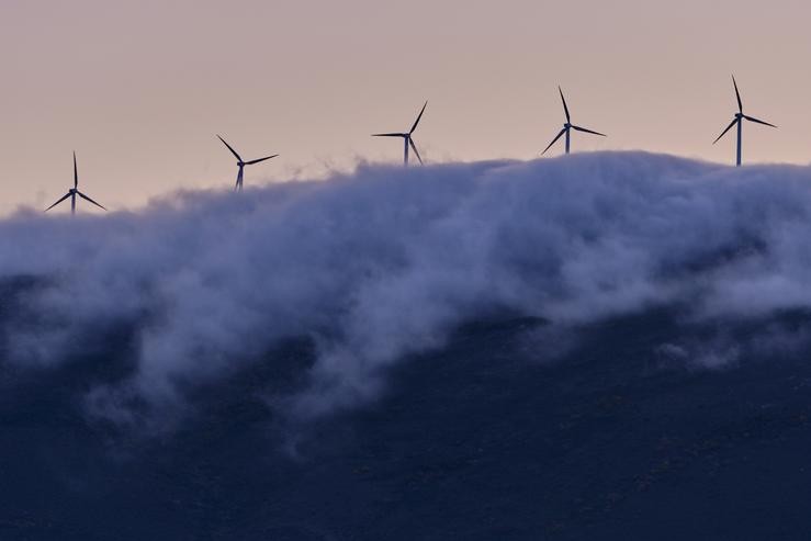 Un aeroxerador no parque eólico de Sil e Meda, a 31 de maio de 2023, en Esgos, Ourense / Agostime - Arquivo