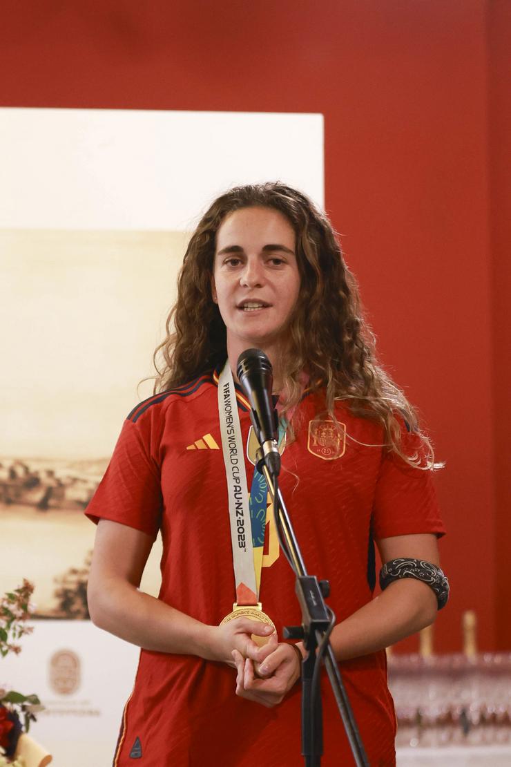 A xogadora da Selección Tere Abelleira nun acto en Pontevedra este xoves.. Beatriz Ciscar - Europa Press / Europa Press
