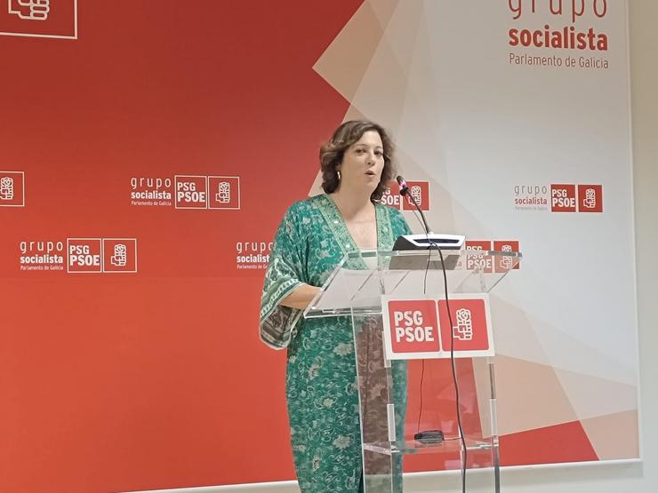 A viceportavoz parlamentaria do PSdeG Begoña Rodríguez Rumbo en rolda de prensa 