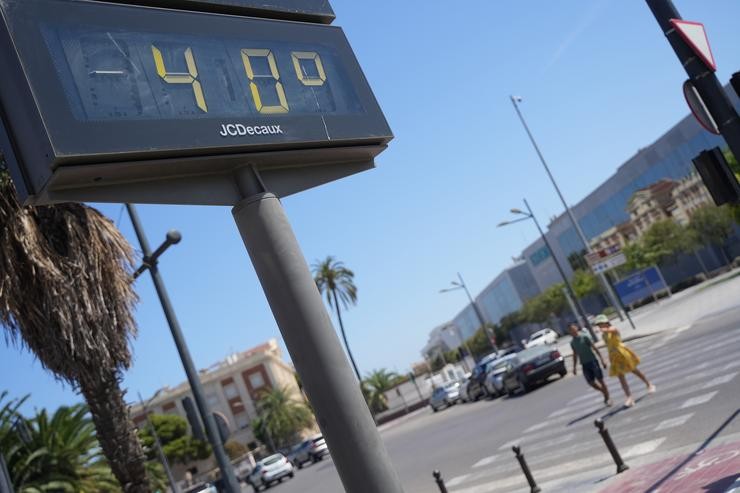 Un termómetro indica unha temperatura de 40 ºC 