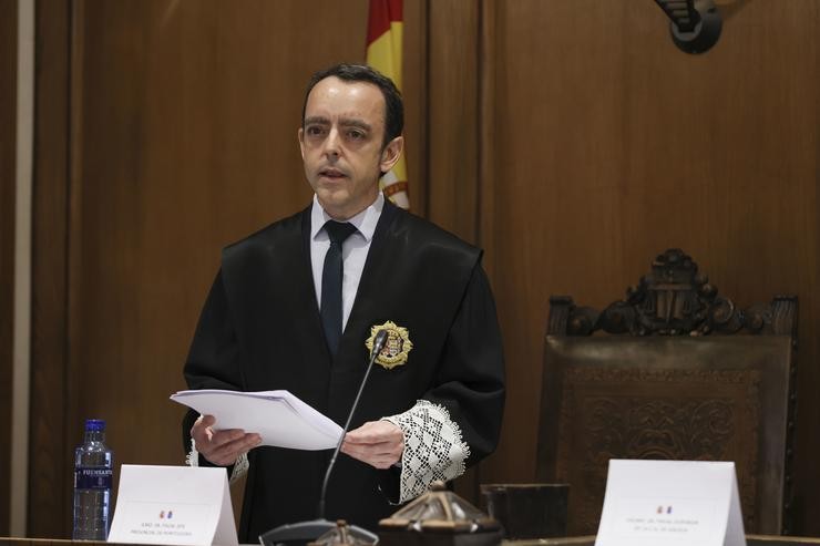 O novo fiscal xefe da Fiscalía provincial de Pontevedra, Pablo Varela, durante a toma de posesión do seu cargo, a 3 de xullo de 2023, en Pontevedra 