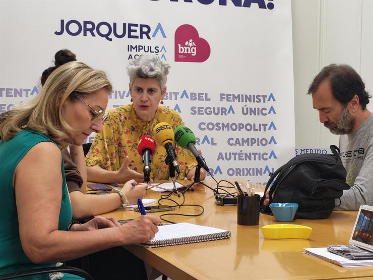 A concelleira do BNG no Concello da Coruña, Mercedes Queixas, en rolda de prensa / BNG
