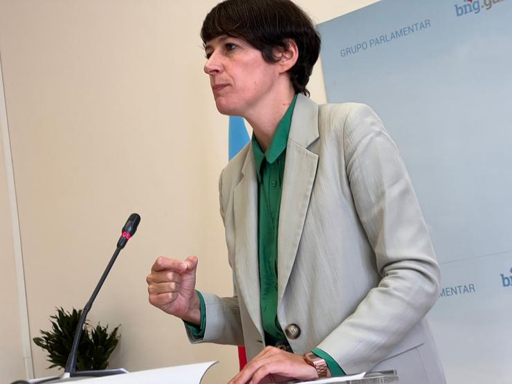 A portavoz nacional do BNG, Ana Pontón, en rolda de prensa este venres / E.P.