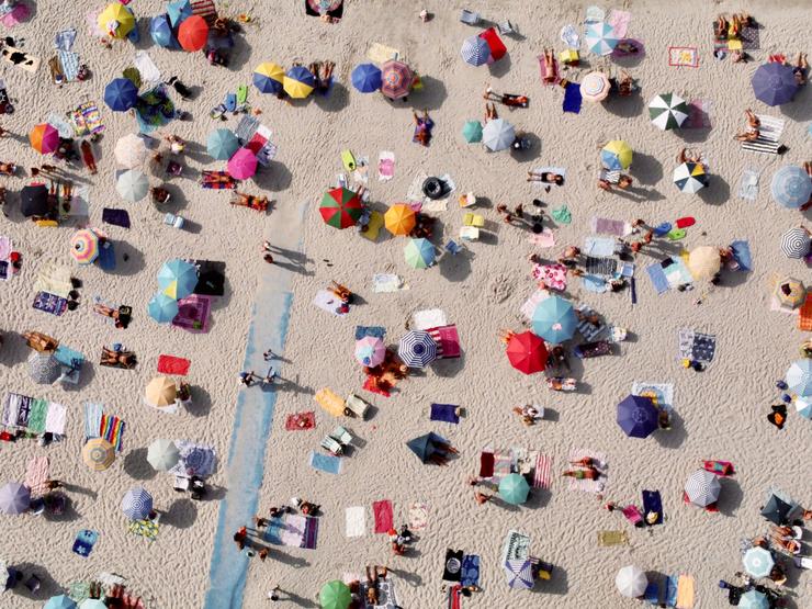 Imaxe aérea da praia de Patos, a 22 de agosto de 2023, en Nigrán / Agostime