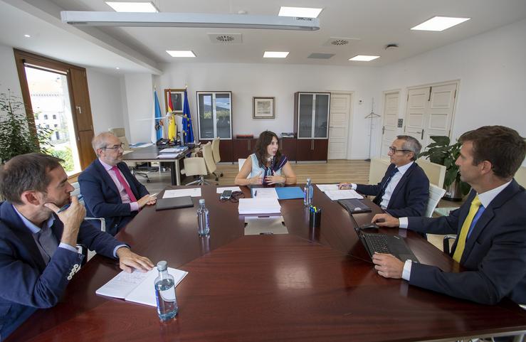 A conselleira de Economía, Industria e Innovación, María Jesús Lorenzana, con representantes de Endesa / CONCHI PAZ