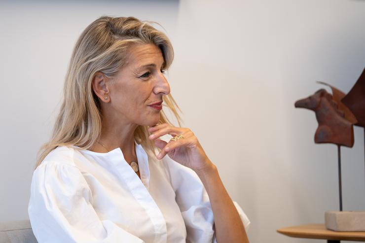 Arquivo - A vicepresidenta segunda e ministra de Traballo e Economía Social, Yolanda Díaz, durante unha reunión, na sede de Pimec, a 18 de setembro de 2024, en Barcelona, Catalunya.. David Zorrakino - Europa Press - Arquivo / Europa Press