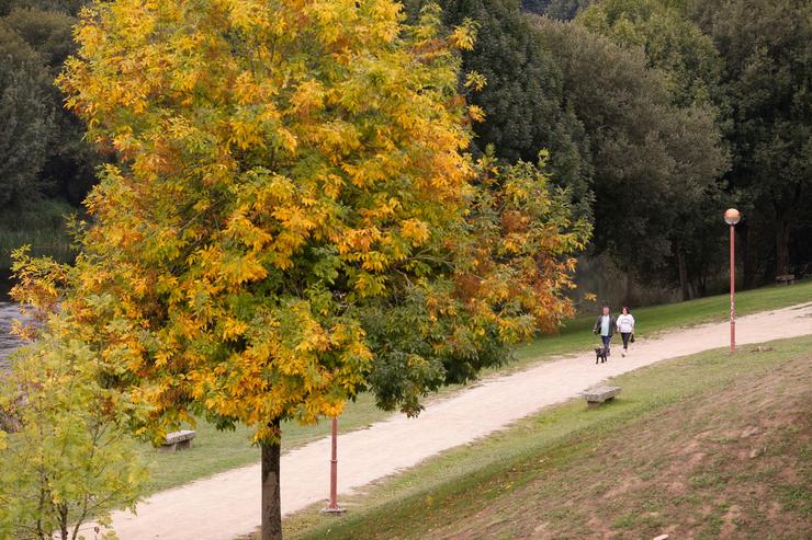 Dúas persoas camiñan por un parque, a 21 de setembro de 2024, en Lugo / Carlos Castro - Arquivo