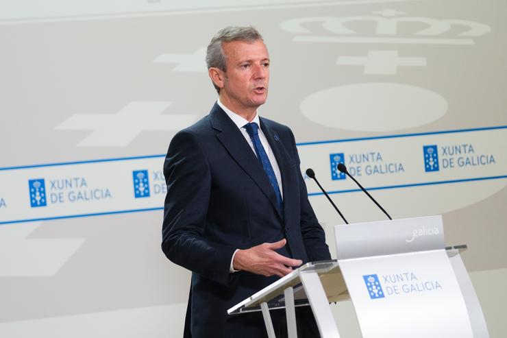 O presidente da Xunta, Alfonso Rueda, durante a rolda de prensa posterior ao consello / DAVID CABEZON @ XUNTA 