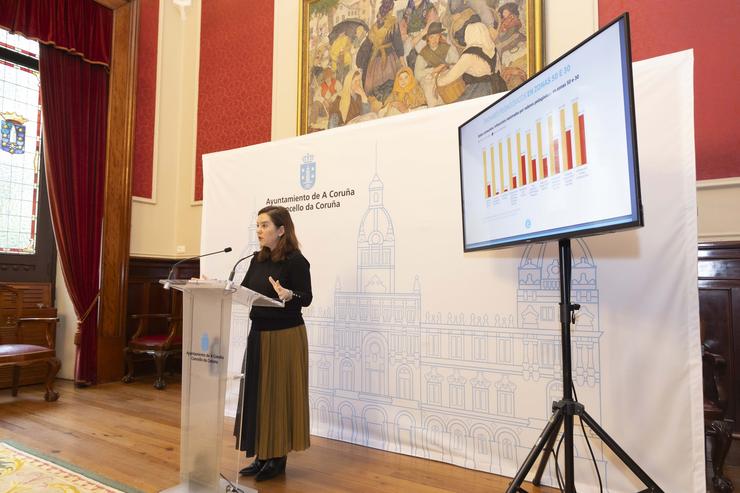 A alcaldesa da Coruña, Inés Rey, informa os acordos da Xunta de Goberno e sobre os controis de tráfico. ANDY PÉREZ / Europa Press