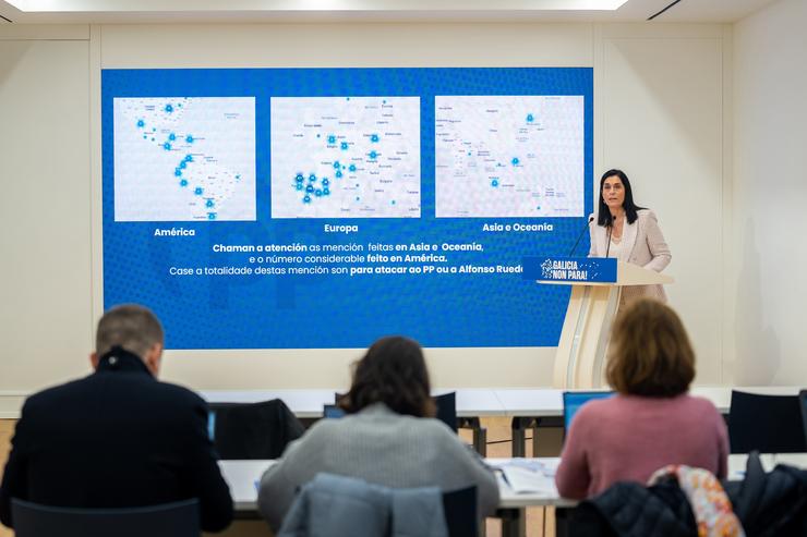 A secretaria xeral do PPdeG, Paula Prado, en rolda de prensa.. PPDEG / Europa Press