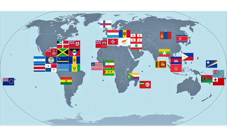 Mapa de bandeiras de conveniencia