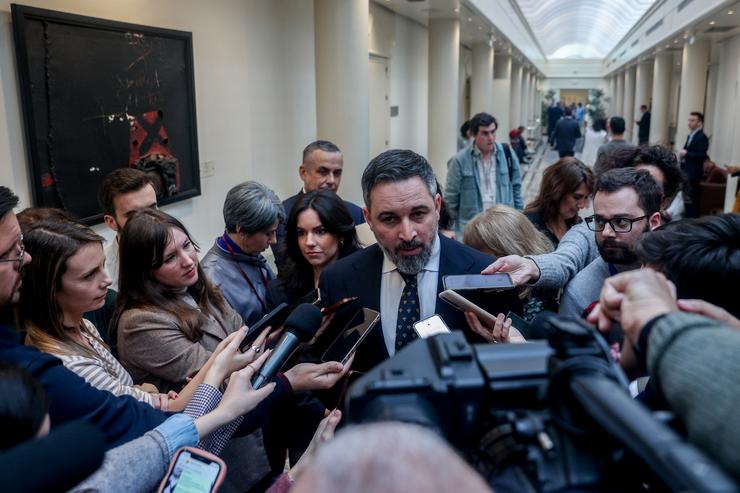 O líder de VOX, Santiago Abascal, tras un pleno extraordinario do Congreso.. Ricardo Rubio - Europa Press / Europa Press
