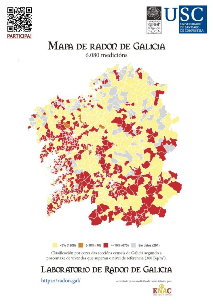 Mapa de radón de Galicia/ CRETUS e Laboratorio de Radón de Galicia