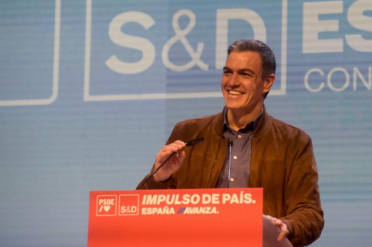 O presidente do Goberno, Pedro Sánchez, intervén durante a convención política do PSOE. M. Dylan - Europa Press
