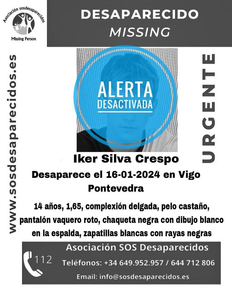 Localizado o menor desaparecido en Vigo.. SOS DESAPARECIDOS / Europa Press
