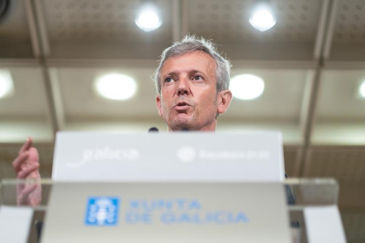 O presidente da Xunta, Alfonso Rueda, na rolda de prensa posterior ao Consello do 9 de xuño de 2022 
