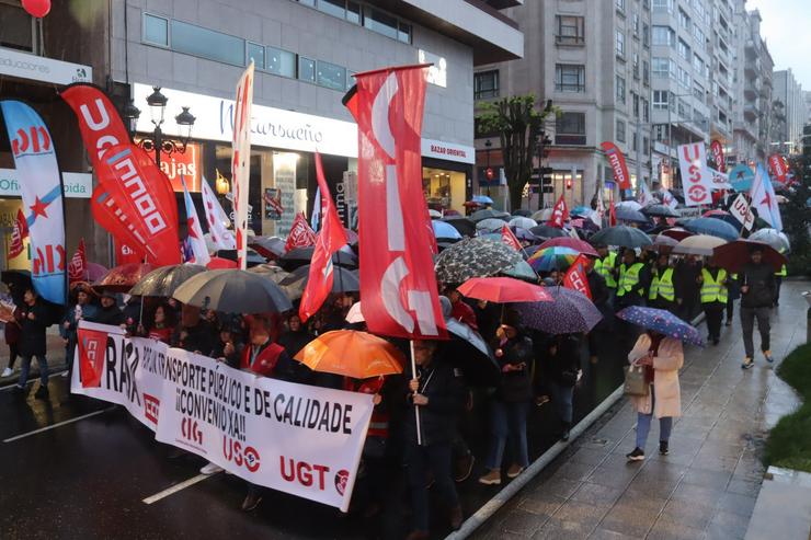 Multitudinaria manifestación en Vigo para reclamar a actualización do convenio de Vitrasa. CIG / Europa Press