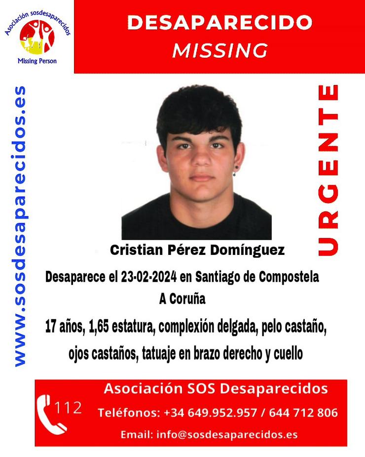 Procura dun menor de 17 anos en Santiago de Compostela / SOS DESAPARECIDOS 