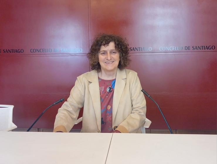 A alcaldesa de Santiago de Compostela, Goretti Sanmartín, nunha rolda de prensa. CONCELLO DE SANTIAGO / Europa Press
