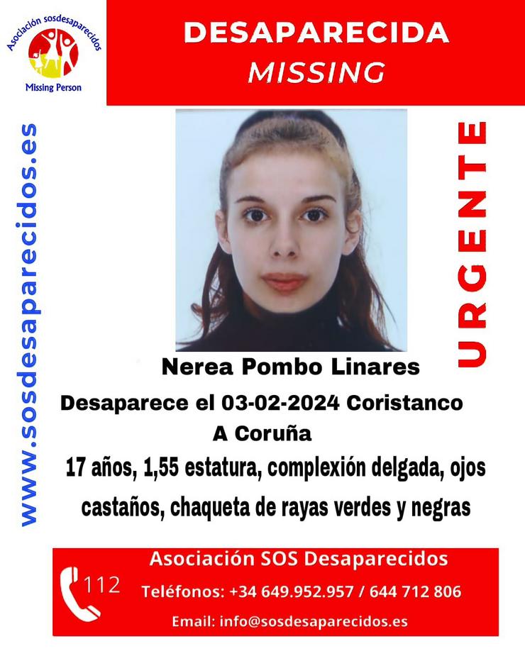 Moza desaparecida en Coristanco (A Coruña). SOS DESAPARECIDOS / Europa Press