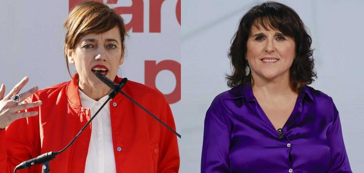Marta Lois, á esquerda, candidata de Sumar Galicia; e Isabel Faraldo, á dereita, candidata de Podemos Galicia / RTVE